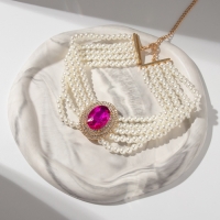 Чокер-колье «Роскошь» жемчужое, розовый в золоте, 30,5 см Чокер-колье «Роскошь» жемчужое, розовый в золоте, 30,5 см