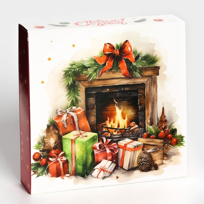 Новый год. Коробка под 16 конфет Новый год. Коробка под 16 конфет "Новогодние подарки", 17,7х17,7х3,8 см, кондитерская упаковка