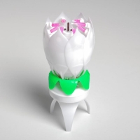 Свеча для торта музыкальная "Тюльпан", крутящаяся, белая, 14,5&times;6 см