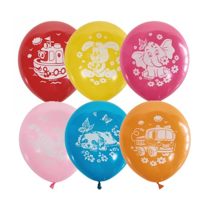 Шар латексный 12" &laquo;Детская тематика&raquo;, пастель, 2-сторонний, набор 50 шт.