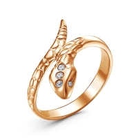 Кольцо &laquo;Змея&raquo;, розовое золочение, цвет белый, 16,5 размер