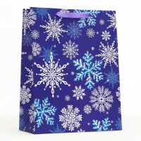 Новый год. Пакет подарочный "Снежинки", 33 х 42,5 х 15 см.