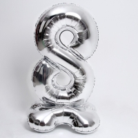 Шар фольгированный 50" «Цифра 8», на подставке, серебро Шар фольгированный 50" «Цифра 8», на подставке, серебро