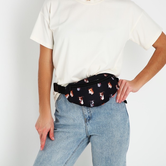 Сумка поясная Собаки, 32х8х15 см, отд на молнии, цвет чёрный Сумка поясная Собаки, 32х8х15 см, отд на молнии, цвет чёрный