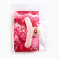 Краб для волос пушистый «Милая девочка» с подвеской, 3 х 12 см. Краб для волос пушистый «Милая девочка» с подвеской, 3 х 12 см.