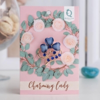 Брошь &laquo;Цветок&raquo; трилистник, цвет синий в золоте