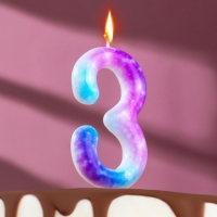 Свеча в торт на шпажке "Галактика", цифра 3, 9 см, ГИГАНТ Свеча в торт на шпажке "Галактика", цифра 3, 9 см, ГИГАНТ