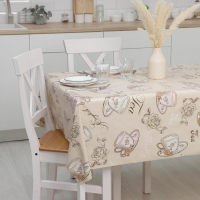 Клеёнка на стол Доляна &laquo;Чай&raquo;, на тканевой основе, рулон 20 метров, ширина 137 см, общая толщина 0,22 мм, цвет бежевый