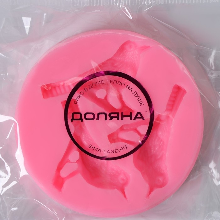 Молд Доляна &laquo;Три птицы&raquo;, силикон, 6,5&times;1,1 см, цвет розовый