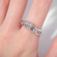 Кольцо &laquo;Узел&raquo; двойной, цвет серебро, безразмерное