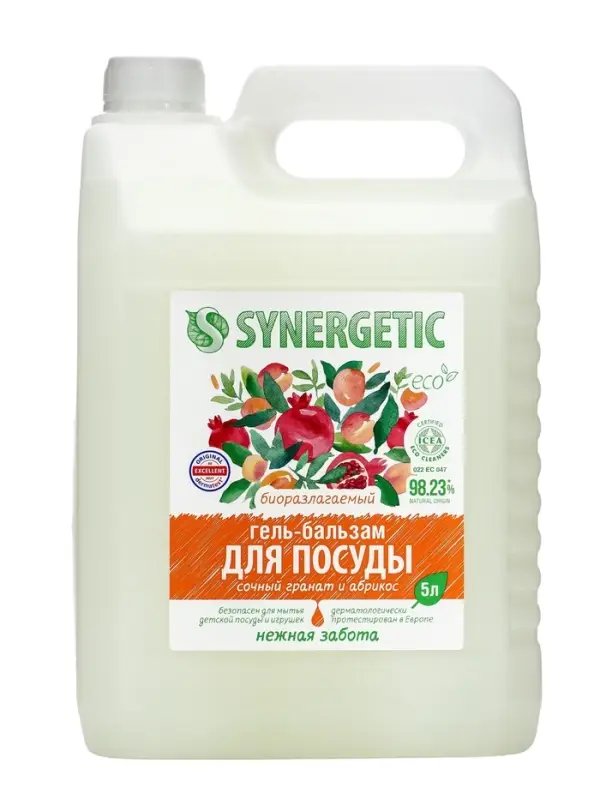 Гель-бальзам для мытья посуды Synergetic &laquo;Сочный гранат и абрикос&raquo;, 5 л
