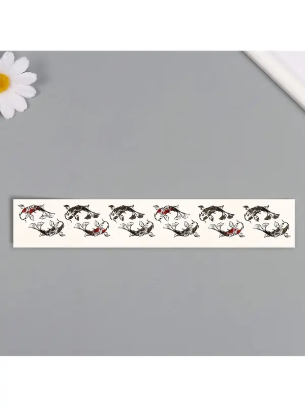 Переводная тату на тело чёрно-красная &laquo;Браслет. Рыбы Кои&raquo;, 20&times;3 см