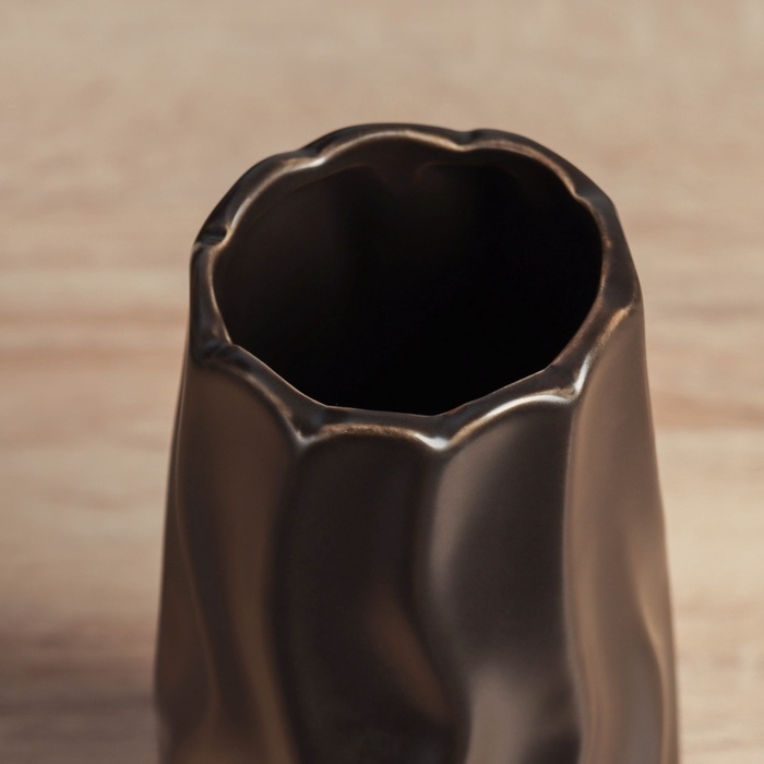 Керамическая ваза декоративная настольная &laquo;Грант&raquo;, для цветов, сухоцветов, d-6 см, 18&times;8 см, чёрный