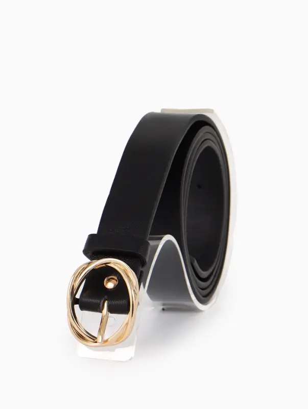 Ремень жен 05-01-01-01, Июнь2510, 2,9*0,3*110 см, без винта, пряж золото, 1 прокол, черный   1090314