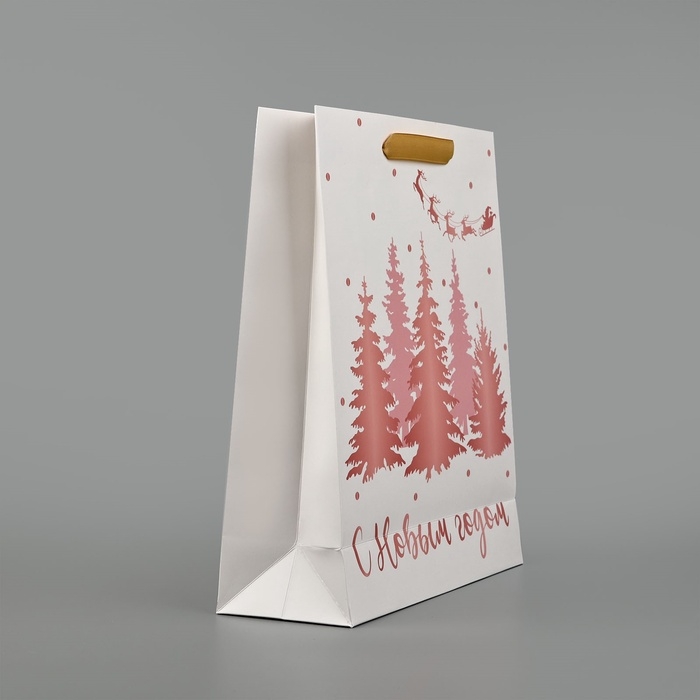 Пакет подарочный новогодний ламинированный &laquo;Сказочный лес&raquo;, тиснение, M 30 х 26 х 9 см, Новый год