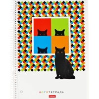 Тетрадь А4 120л кл на спирали "Тот самый кот", S-touch,многоур перф,3цв разд,офс 60-65г/м&sup2;