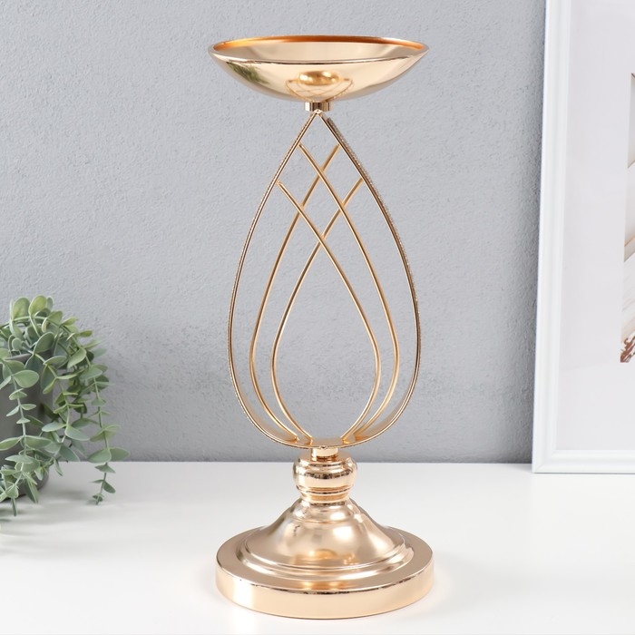 Подсвечник металл на 1 свечу d=15 см "Гратиана" золото 15х15х39,5 см