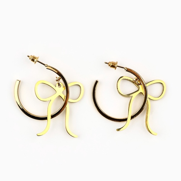 Серьги - кольца с подвесом бантом &laquo;Limited edition&raquo;, 3 см