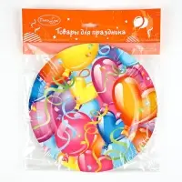 Тарелки бумажные ламинированные Праздничное настроение 23см 6шт