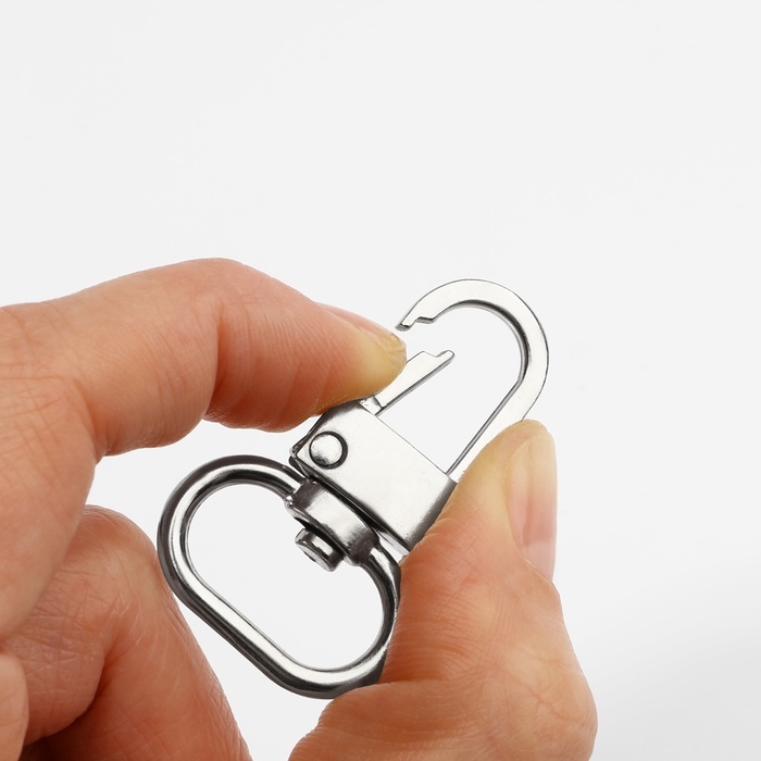 Карабин металлический, 41 &times; 25 мм / 20 &times; 2,5 мм, 5 шт, цвет серебряный