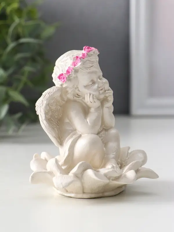 Фигура &laquo;Ангел на цветке&raquo;, 8.5&times;7.5&times;7 см, перламутр