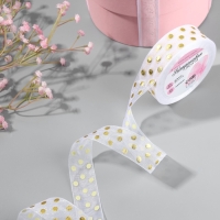 Лента капроновая с тиснением «Горох», 25 мм, 22 ± 1 м, цвет белый/золотой Лента капроновая с тиснением «Горох», 25 мм, 22 ± 1 м, цвет белый/золотой