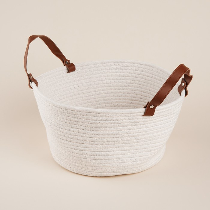 Корзина для хранения SL Home &laquo;Луиза&raquo;, плетёная ручной работы, 33&times;33&times;16 см, цвет белый