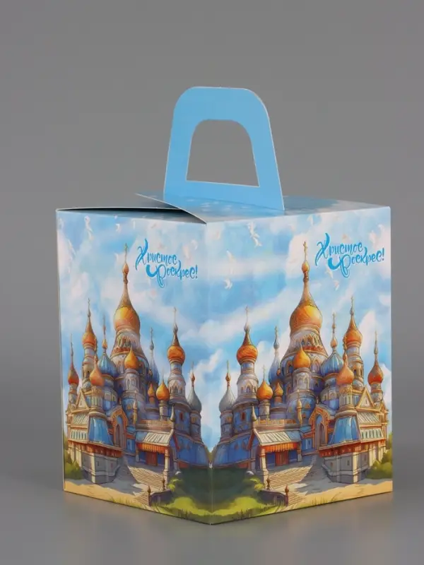 Пасхальная коробочка с окном "Русский Храм" 15 х 15 х 18 см