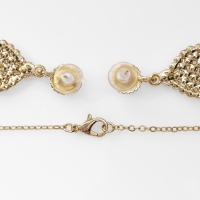 Гарнитур 2 предмета: серьги, кулон &laquo;Лотос&raquo;, цвет бело-персиковый в золоте, 48 см