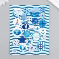 Декоративные элементы для творчества &laquo;Арт Узор. Фишки и пуговки. Синий&raquo;, набор 24 шт., картон, 13&times;16.5 см