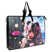 Папка А2 , 650х470х100 мм, deVENTE "I Love Anime", с ручками, пластиковая, молния сверху, внутренний карман Папка А2 , 650х470х100 мм, deVENTE "I Love Anime", с ручками, пластиковая, молния сверху, внутренний карман