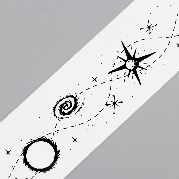 Переводная тату на тело чёрная &laquo;Браслет. Космос&raquo;, 20&times;3 см