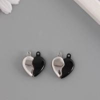 Замок магнитный металл "Вторая половинка, сердце" набор 2 шт чёрно-серебряный 2,6х2,2 см