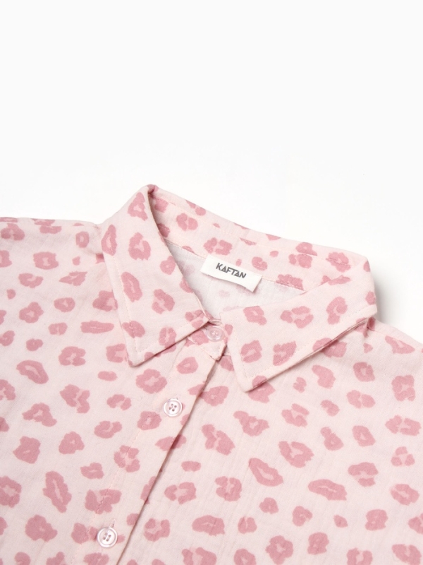 Комплект женский (рубашка, шорты) KAFTAN "Муслин: pink leopard"р. 44-46