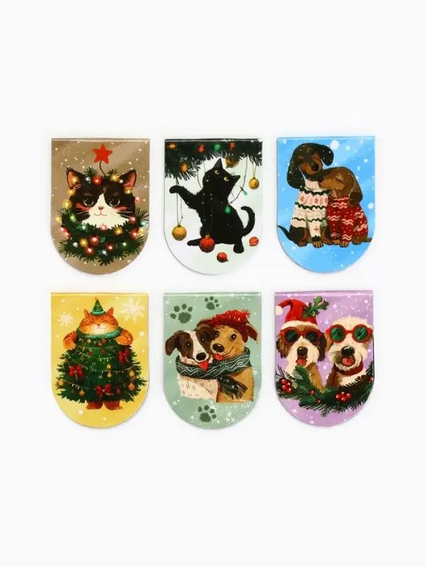 Закладки магнитные на подложке "Акварель", 6 шт