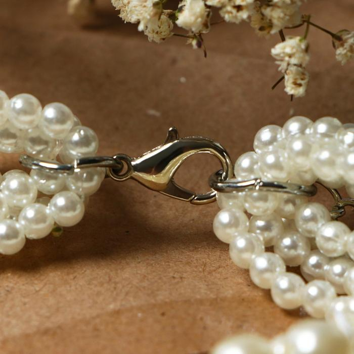 Бусы &laquo;Жгут&raquo; жемчуг, шар № 2,6,8, цвет белый в серебре, L=45 см