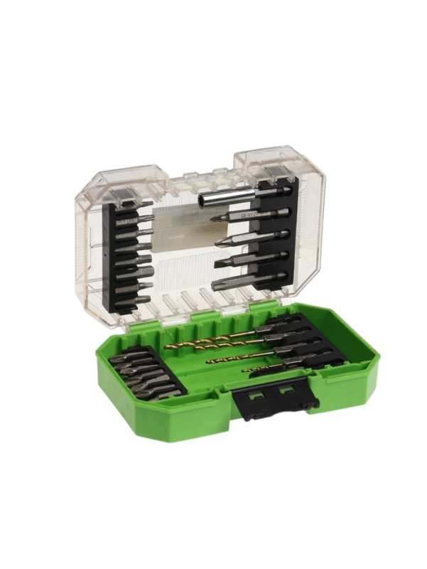 Набор сверл и бит ТУНДРА, HSS-Tin, шестигранный хвостовик, 1.5 - 4 мм, 26 предметов