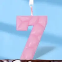 Свеча для торта &laquo;Цифра 7&raquo;, светло-розовая