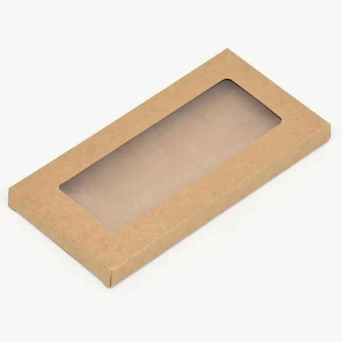 Коробка под плитку шоколада, крафт, с окном, 18&times;9&times;1.4 см