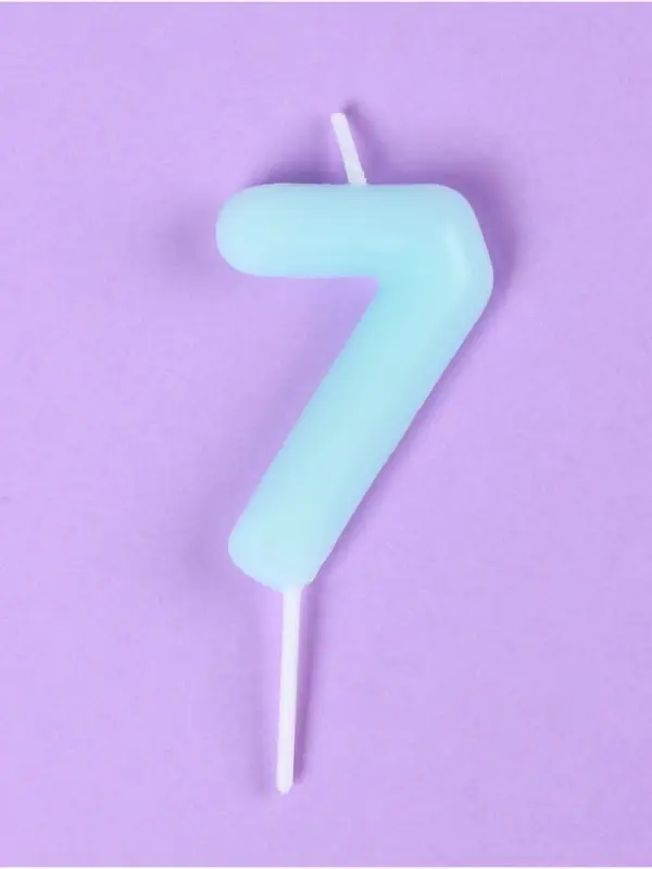 Свеча в торт &laquo;Цифра 7&raquo;, светящаяся голубая, 9 см