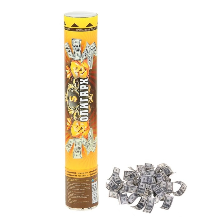 Пневмохлопушка «Олигарх», бумага, доллар, 30 см Пневмохлопушка «Олигарх», бумага, доллар, 30 см