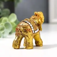 Фигурка полистоун &laquo;Золотой слоник с мозаикой из зеркал&raquo;, 5.2&times;6&times;3 см