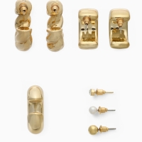 Набор серьги и каффы 8 шт &laquo;Бублик&raquo; переплетение, цвет золото