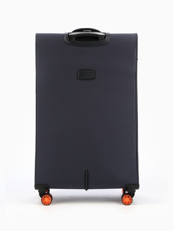 Чемодан 28", Текст, 47*31*78, отд на молнии, код замок, 4 колеса, т.серый