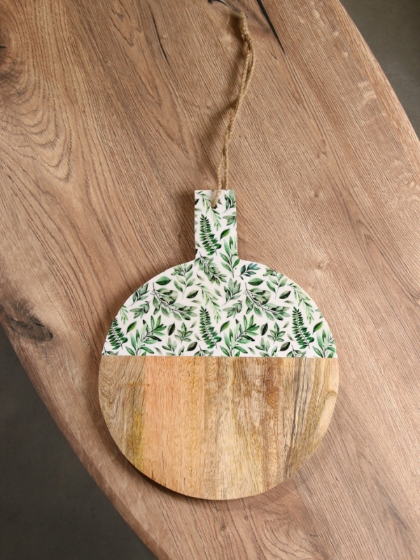 Доска разделочная круглая "Оливковая ветвь" дерево манго 36х28 см