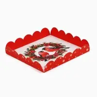 Коробка для кондитерских изделий с пластиковой крышкой &laquo;С Новым годом&raquo;, 18 х 3 см