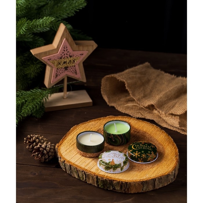 Свеча новогодняя, в железной банке &laquo;Праздничная&raquo;, аромат еловые ветки, диам 4,8 см