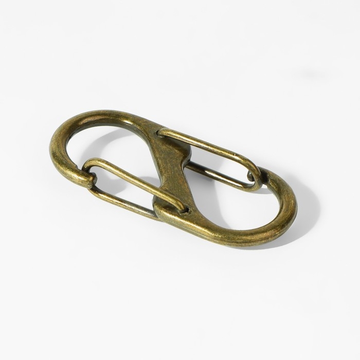 Карабин металлический, двойной, 40 &times; 18 мм, 5 шт, цвет бронзовый