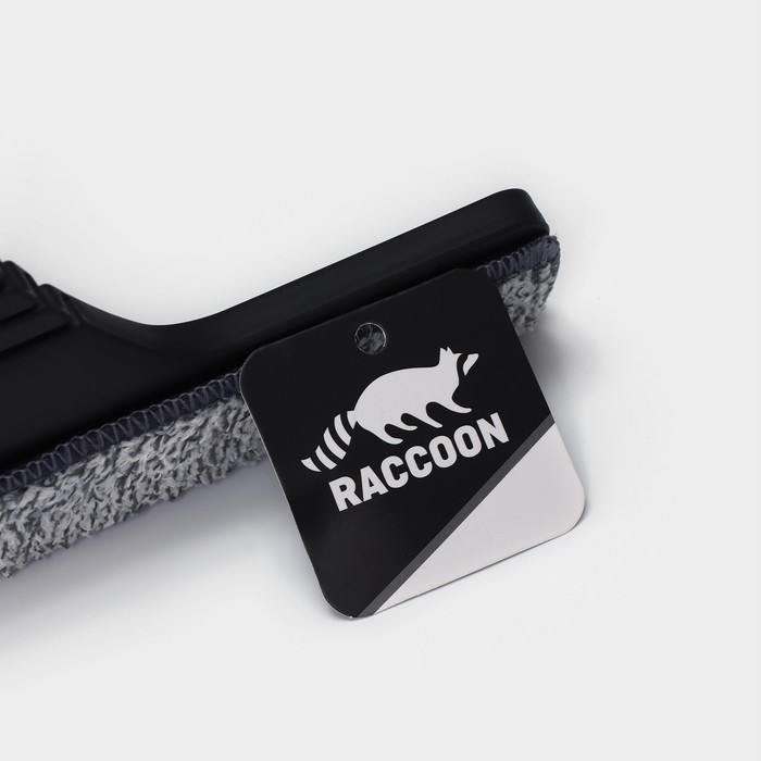 Окномойка с насадкой из микрофибры Raccoon, гибкая, стальная телескопическая ручка, 28&times;2,5&times;80(117) см, цвет чёрный