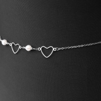 Портупея &laquo;Талия&raquo; жемчужины, цвет белый в серебре, 68 см + 25 см удлинитель